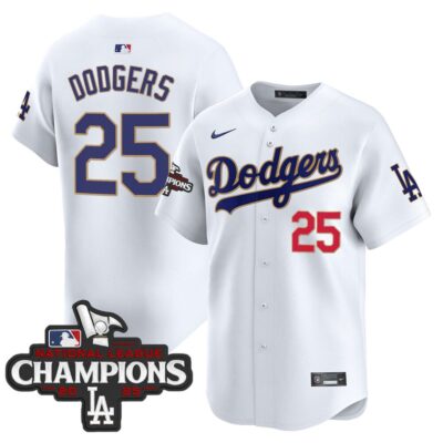 Dodgers 2025 National League Champions Vapor Premier Limited Jersey - White #25 Dodgers