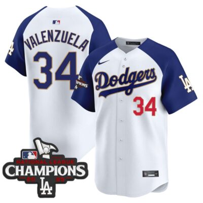 Dodgers 2025 National League Champions Vapor Premier Limited Jersey - White Alternate Fernando Valenzuela