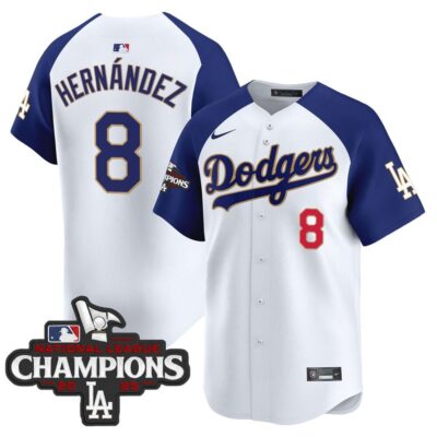 Dodgers 2025 National League Champions Vapor Premier Limited Jersey - White Alternate Kike Hernandez