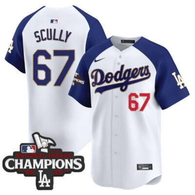 Dodgers 2025 National League Champions Vapor Premier Limited Jersey - White Alternate Vin Scully