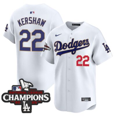Dodgers 2025 National League Champions Vapor Premier Limited Jersey - White Clayton Kershaw