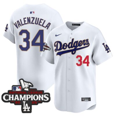 Dodgers 2025 National League Champions Vapor Premier Limited Jersey - White Fernando Valenzuela