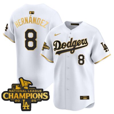 Dodgers 2025 National League Champions Vapor Premier Limited Jersey - White Gold Kike Hernandez