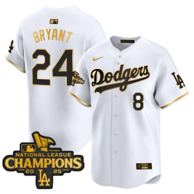 Dodgers 2025 National League Champions Vapor Premier Limited Jersey - White Gold Kobe Bryant