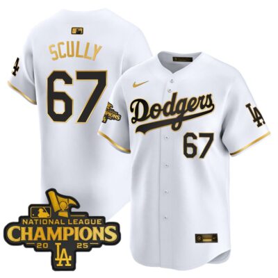 Dodgers 2025 National League Champions Vapor Premier Limited Jersey - White Gold Vin Scully
