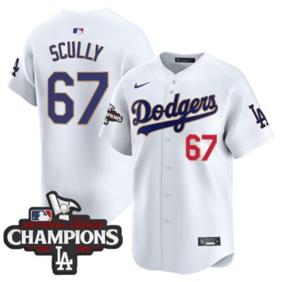 Dodgers 2025 National League Champions Vapor Premier Limited Jersey - White Vin Scully