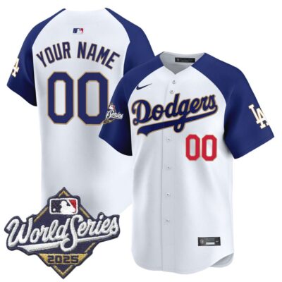 Dodgers 2025 World Series Gold Trim Vapor Premier Limited Custom Jersey - White Alternate