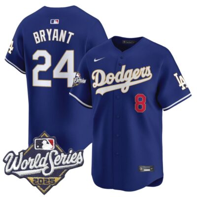 Dodgers 2025 World Series Gold Trim Vapor Premier Limited Jersey - Royal Kobe Bryant