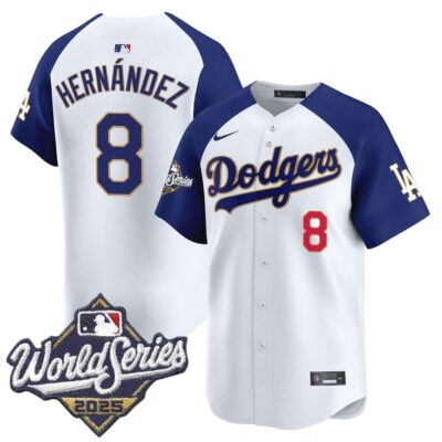 Dodgers 2025 World Series Gold Trim Vapor Premier Limited Jersey - White Alternate Kike Hernandez