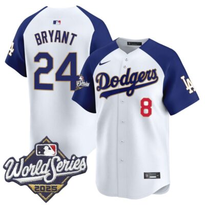 Dodgers 2025 World Series Gold Trim Vapor Premier Limited Jersey - White Alternate Kobe Bryant