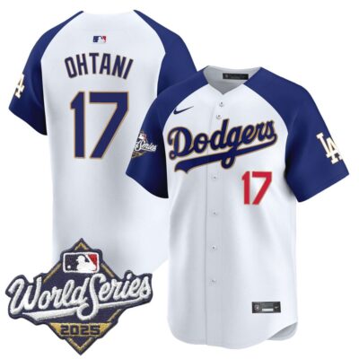 Dodgers 2025 World Series Gold Trim Vapor Premier Limited Jersey - White Alternate Shohei Ohtani