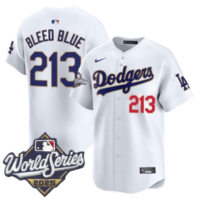 Dodgers 2025 World Series Gold Trim Vapor Premier Limited Jersey - White Bleed Blue 213