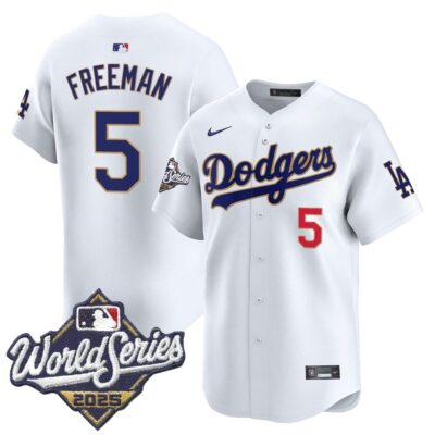 Dodgers 2025 World Series Gold Trim Vapor Premier Limited Jersey - White Freddie Freeman