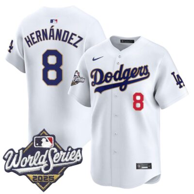 Dodgers 2025 World Series Gold Trim Vapor Premier Limited Jersey - White Kike Hernandez