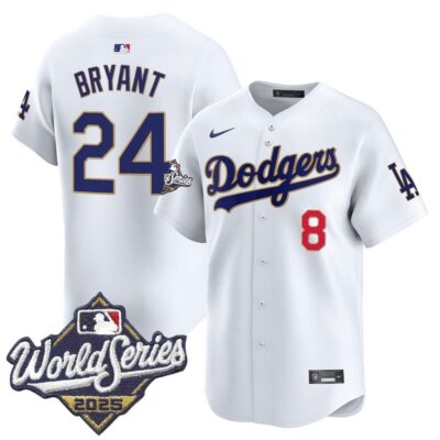 Dodgers 2025 World Series Gold Trim Vapor Premier Limited Jersey - White Kobe Bryant