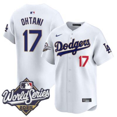 Dodgers 2025 World Series Gold Trim Vapor Premier Limited Jersey - White Shohei Ohtani