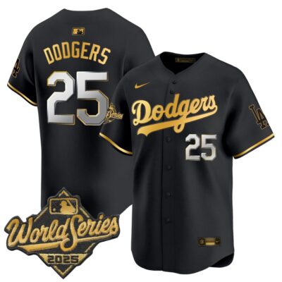 Dodgers 2025 World Series Vapor Premier Limited Jersey - Black Gold #25 Dodgers