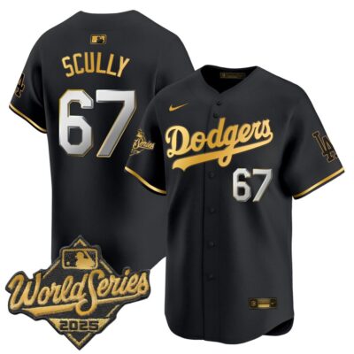 Dodgers 2025 World Series Vapor Premier Limited Jersey - Black Gold Vin Scully