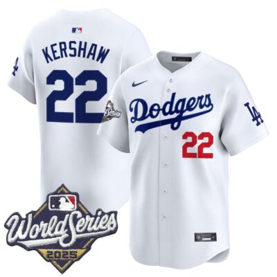 Dodgers 2025 World Series Vapor Premier Limited Jersey - White Clayton Kershaw
