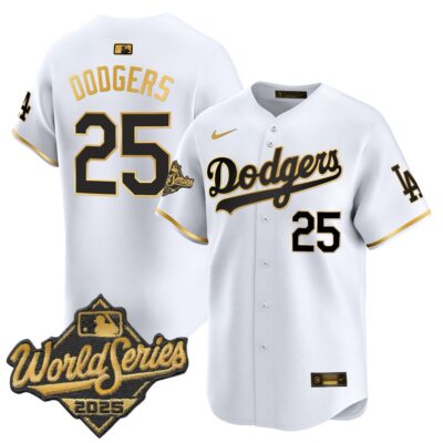 Dodgers 2025 World Series Vapor Premier Limited Jersey - White Gold #25 Dodgers