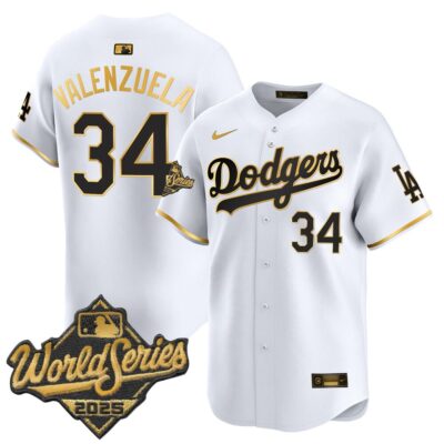 Dodgers 2025 World Series Vapor Premier Limited Jersey - White Gold Fernando Valenzuela