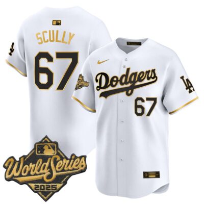 Dodgers 2025 World Series Vapor Premier Limited Jersey - White Gold Vin Scully