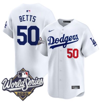 Dodgers 2025 World Series Vapor Premier Limited Jersey - White Mookie Betts