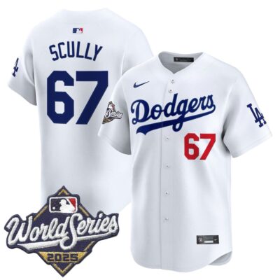 Dodgers 2025 World Series Vapor Premier Limited Jersey - White Vin Scully