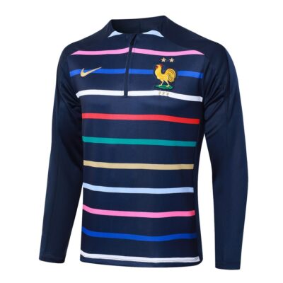 Alternative view of French Team Training Tracksuit 2024 2025 Blue Pattern
