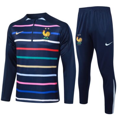 French Team Training Tracksuit 2024 2025 Blue Pattern