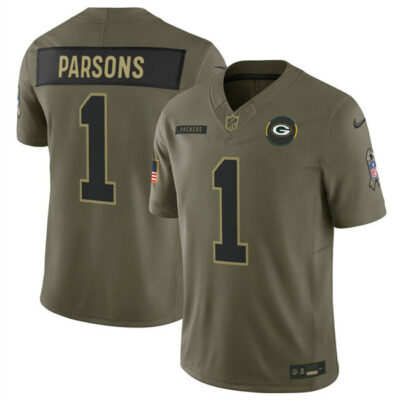 Green Bay Packers #1 Micah Parsons Olive 2025 F.U.S.E. Salute to Service Limited Football Stitched Jersey