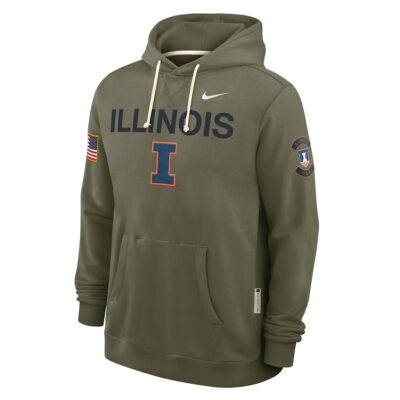 Alternative view of Illinois Fighting Illini 2025 Military Appreciation Dri-FIT Hoodie - Olive