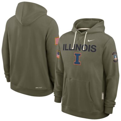 Illinois Fighting Illini 2025 Military Appreciation Dri-FIT Hoodie - Olive