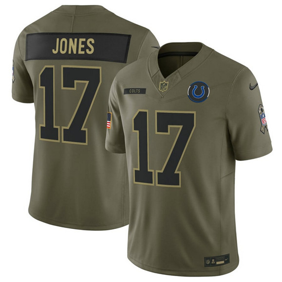 Indianapolis Colts #17 Daniel Jones Olive 2025 Salute to Service Limited Football Stitched Jersey