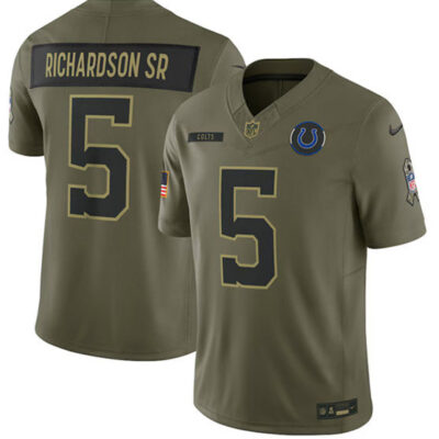 Indianapolis Colts #5 Anthony Richardson Sr. Olive 2025 Salute to Service Limited Football Stitched Jersey