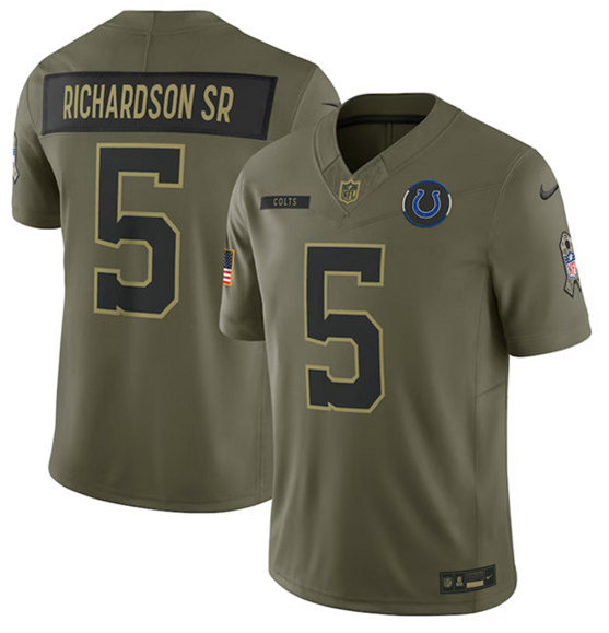 Indianapolis Colts #5 Anthony Richardson Sr. Olive 2025 Salute to Service Limited Football Stitched Jersey