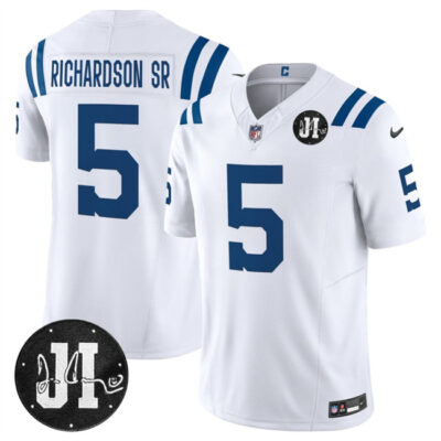 Indianapolis Colts #5 Anthony Richardson White 2025 F.U.S.E. Jim Irsay Patch Vapor Limited Football Stitched Jersey