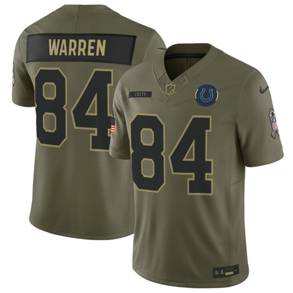 Indianapolis Colts #84 Tyler Warren Olive 2025 Salute to Service Limited Football Stitched Jersey