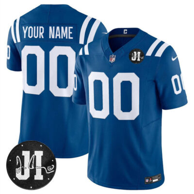 Indianapolis Colts Active Player Custom Blue 2025 F.U.S.E. Jim Irsay Patch Vapor Limited Football Stitched Jersey