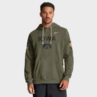 Iowa Hawkeyes 2025 Military Appreciation Dri-FIT Hoodie - Olive