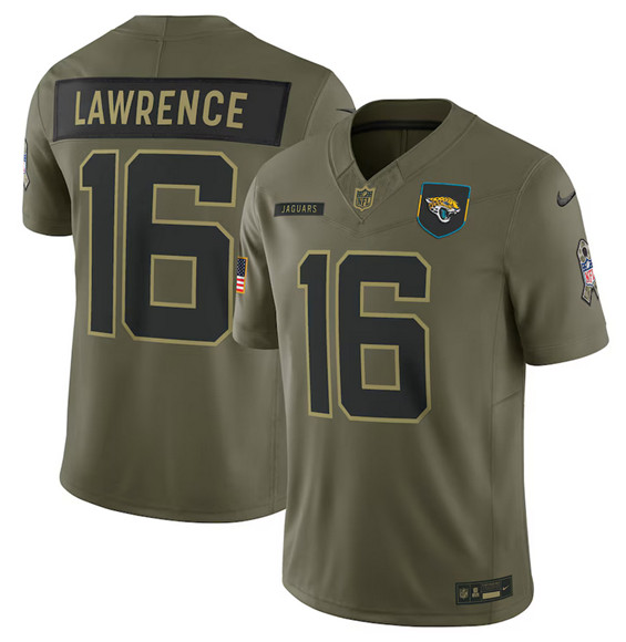 Jacksonville Jaguars #16 Trevor Lawrence Olive 2025 Salute to Service Limited Football Stitched Jersey
