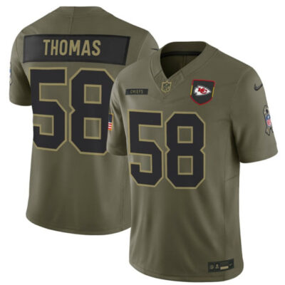 Kansas City Chiefs #58 Derrick Thomas Olive 2025 Salute to Service Limited Football Stitched Jersey