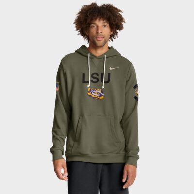 LSU Tigers 2025 Military Appreciation Dri-FIT Hoodie - Olive