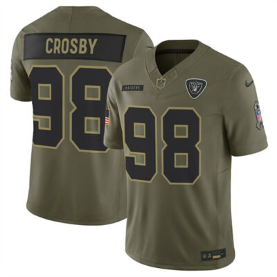 Las Vegas Raiders #98 Maxx Crosby Olive 2025 Salute to Service Limited Football Stitched Jersey