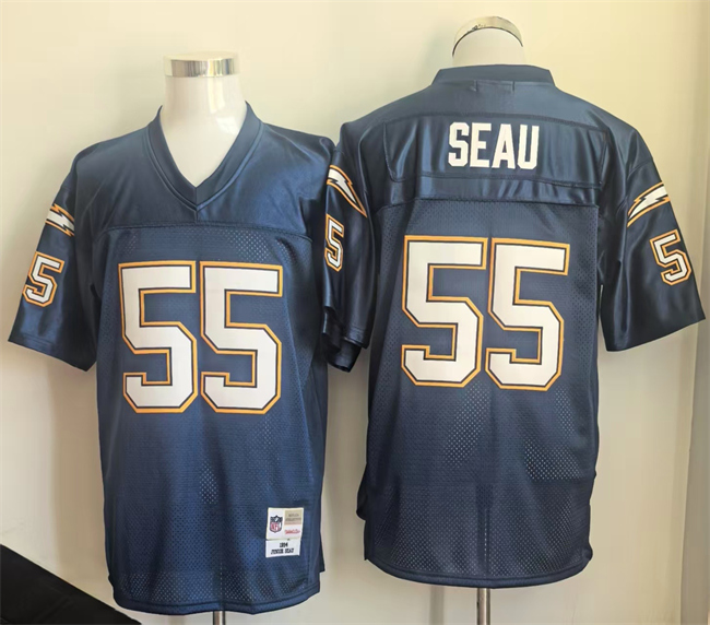 Los Angeles Chargers #55 Junior Seau Navy Throwback Football Stitched Jersey