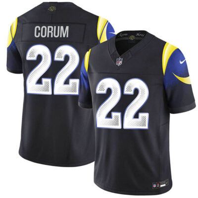 Los Angeles Rams #22 Blake Corum Black 2025 F.U.S.E. “Rivalries” Vapor Limited Football Stitched Jersey