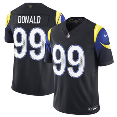 Los Angeles Rams #99 Aaron Donald Black 2025 F.U.S.E. “Rivalries” Vapor Limited Football Stitched Jersey