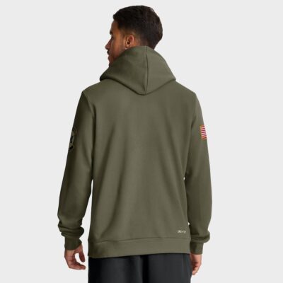 Alternative view of Michigan Wolverines Jordan Brand 2025 Military Appreciation Dri-FIT Hoodie - Olive