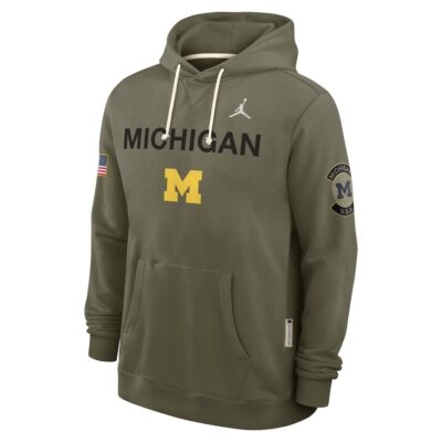 Michigan Wolverines Jordan Brand 2025 Military Appreciation Dri-FIT Hoodie - Olive - Image 4