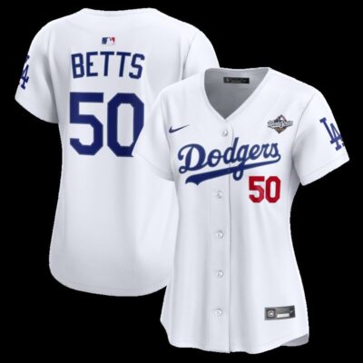 Mookie Betts Los Angeles Dodgers Women's 2025 World Series Home Limited Jersey - White